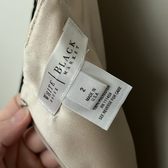 White House Black Market Strapless Ivory & Black Lace Dress - Picture 8 of 10